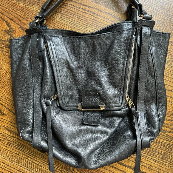 Kooba Black Leather Jonnie Shopper Bag Gold Hardware